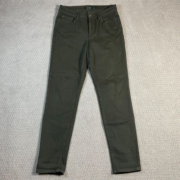 Lauren Ralph Lauren Olive Green Denim Pants Women's Size 6 - Picture 1 of 8